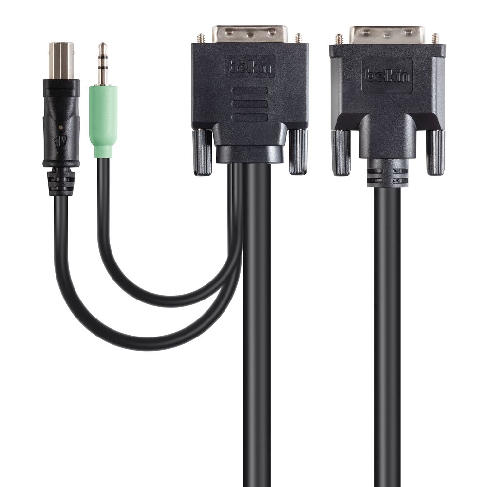 TAA 2 DVI/USB/AUD SKVM CBL, DVI-D M/M; USB A/B, 10', Noir, hi-res